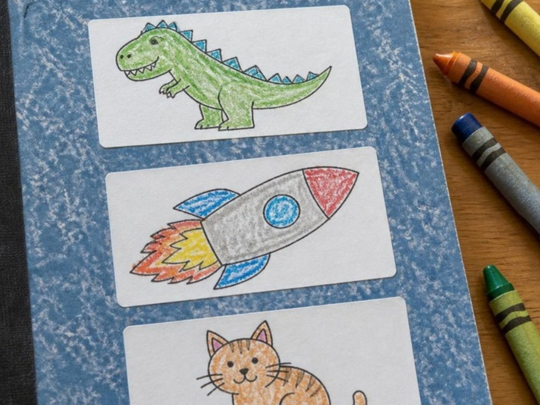 Colored stickers in a notebook